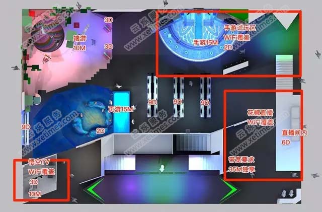 完美世界游戲展區無線網絡覆蓋二層無線AP點位圖